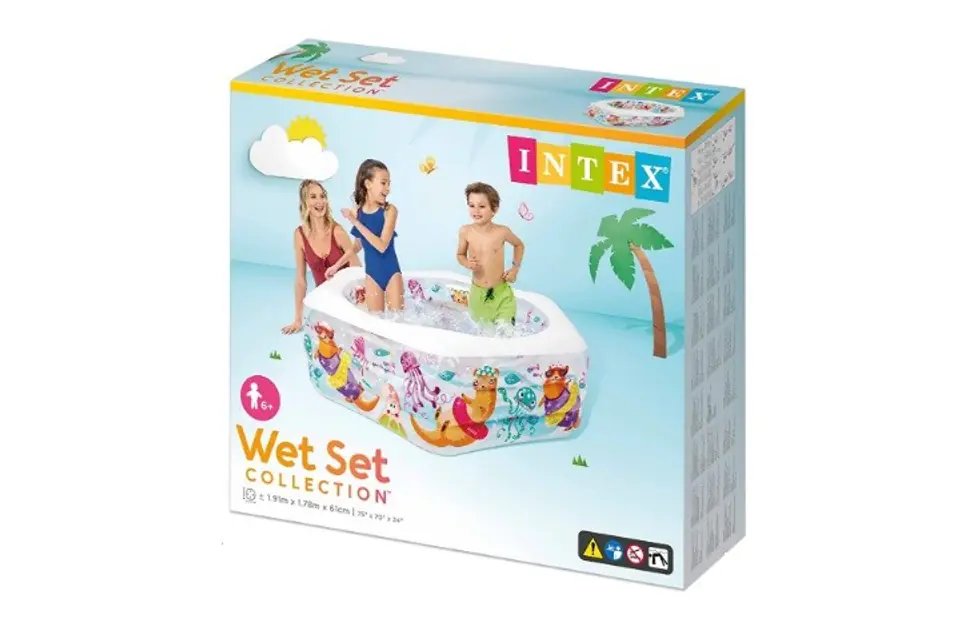 ⁨PROMO Coral Reef Pool with Inflatable Floor, Hexagonal in Box 191x178x61cm 56493NP INTEX⁩ at Wasserman.eu