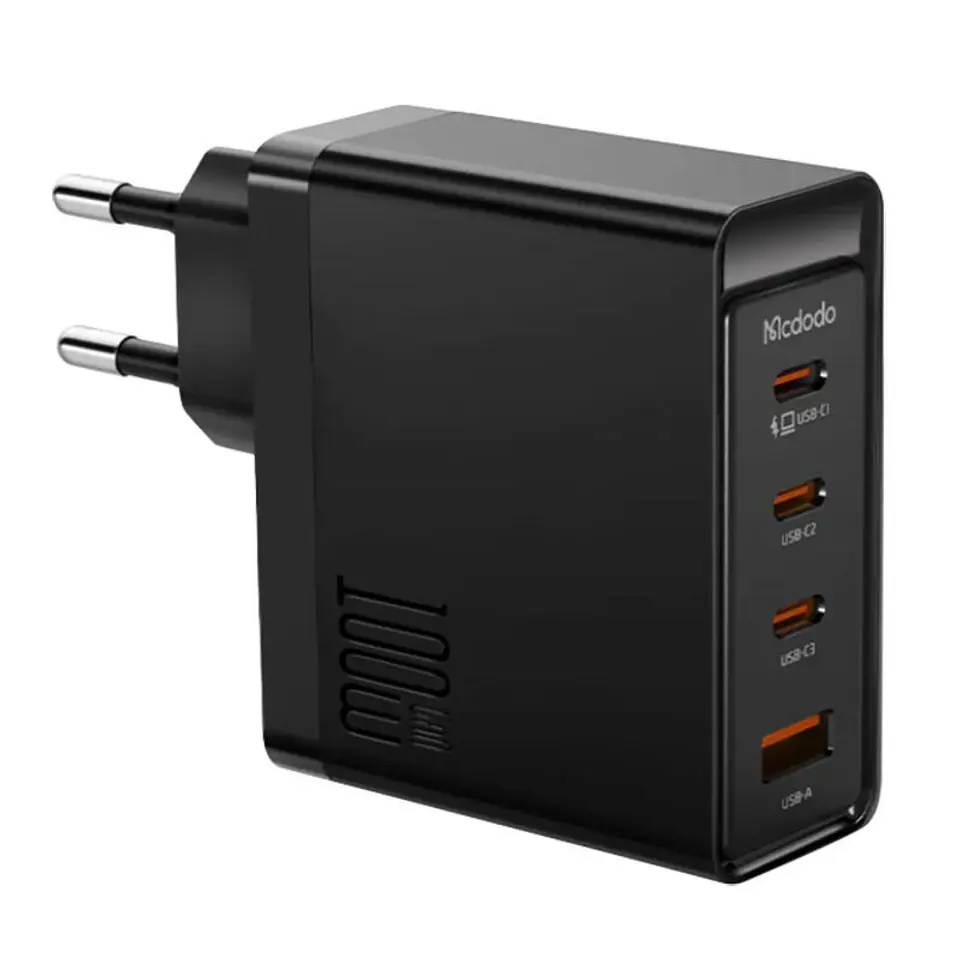 ⁨Ładowarka sieciowa McDodo GAN 3xUSB-C + USB, 100W (czarna)⁩ w sklepie Wasserman.eu