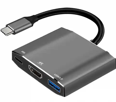 ⁨ADAPTER USB-C męski / HDMI żeński 4K 60Hz / 1x USB3.0 / USB-C (ALU) 15cm ART oem⁩ w sklepie Wasserman.eu