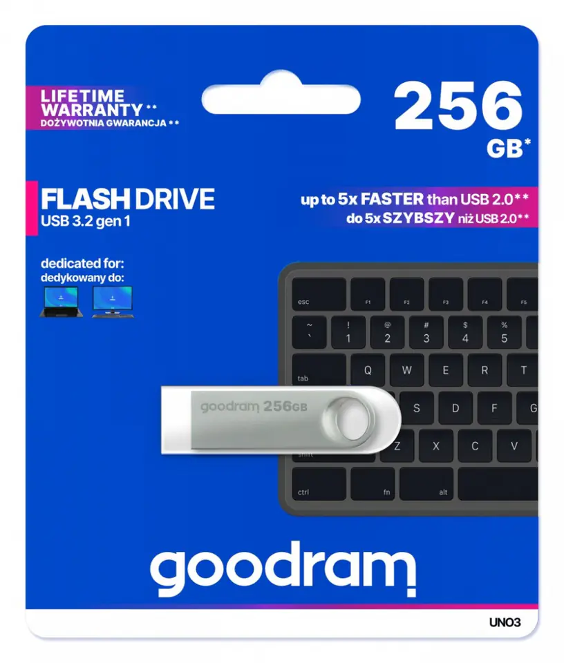⁨Pendrive GOODRAM UNO3-2560S0R11 (256 GB /Srebrny )⁩ w sklepie Wasserman.eu
