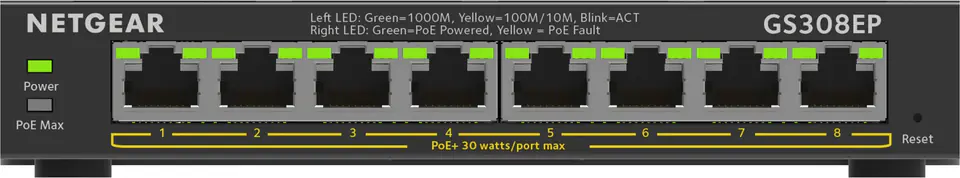 Switch Netgear GS308EP-100PES 8p PoE 62W (PoE+: 8p) Unmanaged Gigabit w sklepie Wasserman.eu