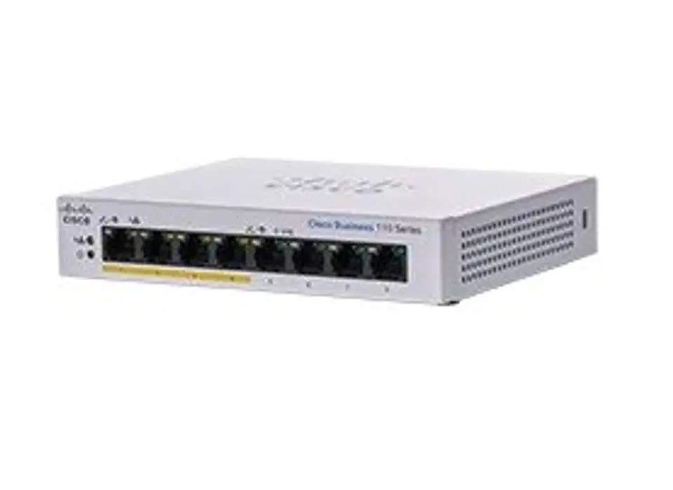 ⁨Switch Cisco CBS110-8PP-D-EU Unmanaged L2 Gigabit Ethernet (10/100/1000) Power over Ethernet (PoE) Grey⁩ w sklepie Wasserman.eu