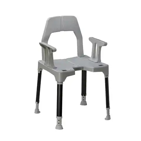 ⁨Dietz Tayo SilverLine - antybakteryjne krzesło prysznicowe z regulacją wysokości i oparciem wraz z podłokietnikami⁩ w sklepie Wasserman.eu