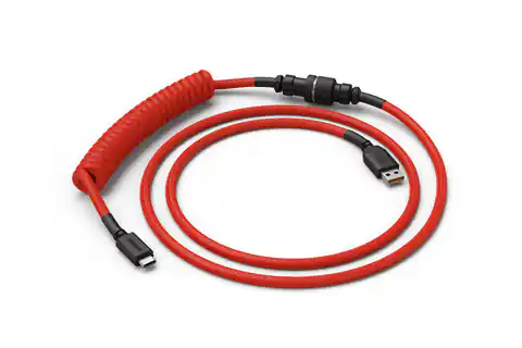 ⁨Glorious Coiled Cable Crimson Red, USB-C to USB-A, 1.37m - red/black⁩ at Wasserman.eu