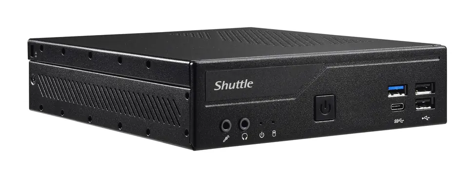 ⁨Shuttle Slim PC DH610 , S1700, 1x HDMI, 2x DP , 1x 2.5", 2x M.2, 2x LAN (Intel 1G + 2.5G), 2x COM, 24/7 permanent operation, incl. VESA⁩ at Wasserman.eu