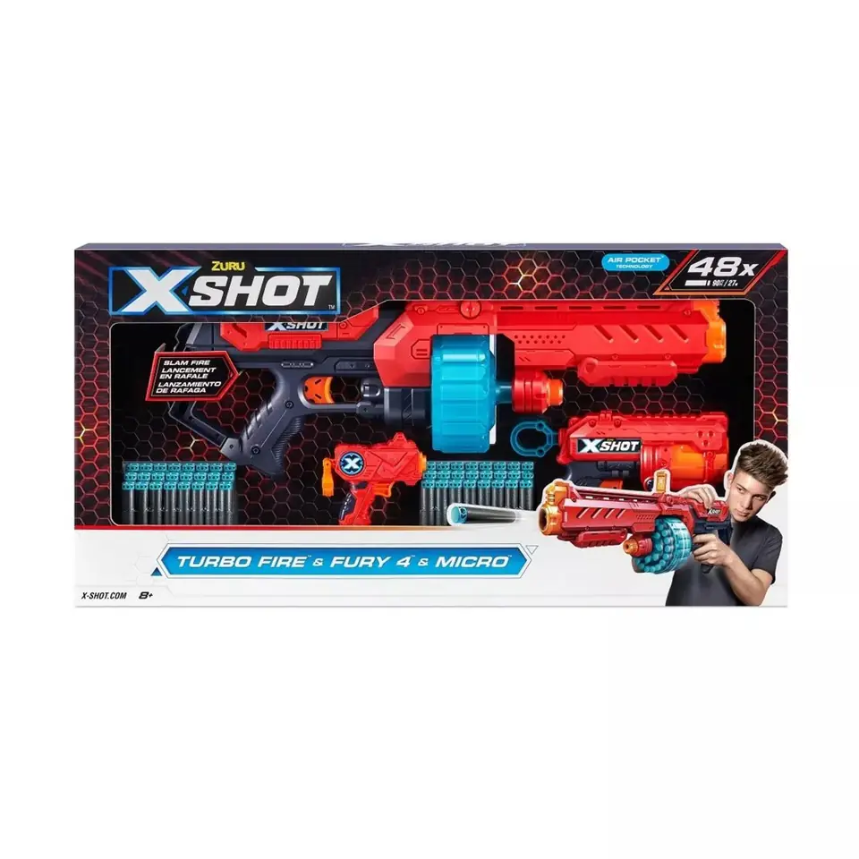 ⁨Zestaw miotaczy strzałek ZURU X-SHOT EXCEL COMBO PACK - TURBO FIRE + FURY 4 + MICRO pakiet wyrzutni 48 strzałek (36345)⁩ w sklepie Wasserman.eu