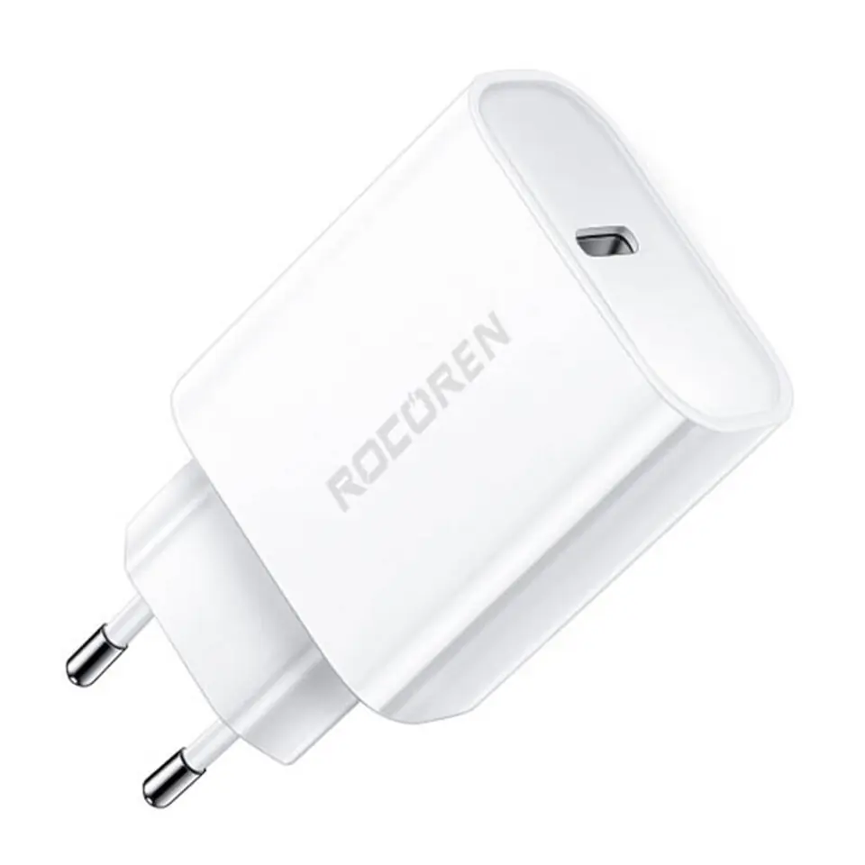 ⁨Ładowarka sieciowa Rocoren PD 20W USB-C (biała)⁩ w sklepie Wasserman.eu