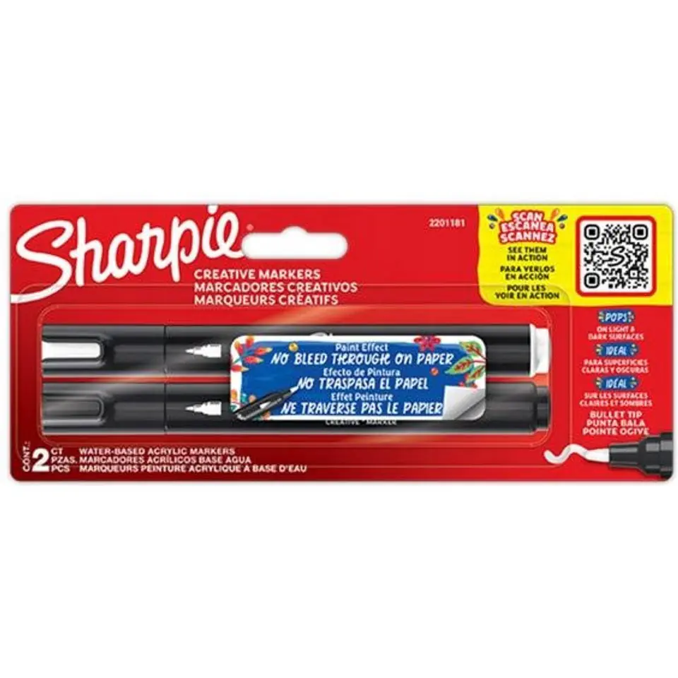 ⁨Markery artystyczne akrylowe SHARPIE (2 kolory) biały czarny 2201181⁩ w sklepie Wasserman.eu