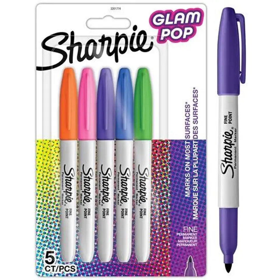⁨Markery permanentne SHARPIE Glam Pop (5 kolorów) 2201774⁩ w sklepie Wasserman.eu