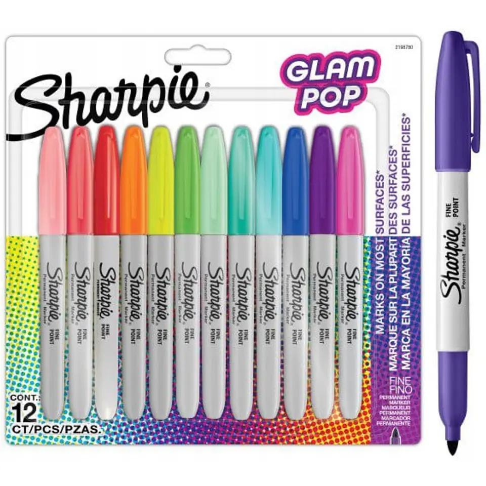 ⁨Markery permanentne SHARPIE Glam Pop (12 kolorów) 2198780⁩ w sklepie Wasserman.eu