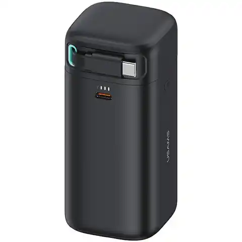 ⁨USAMS Powerbank ze zwijanym kablem USB-C 18000 mAh PD45W Fast Charge XMF Series czarny/black 20KCD21601 (US-CD216)⁩ w sklepie Wasserman.eu