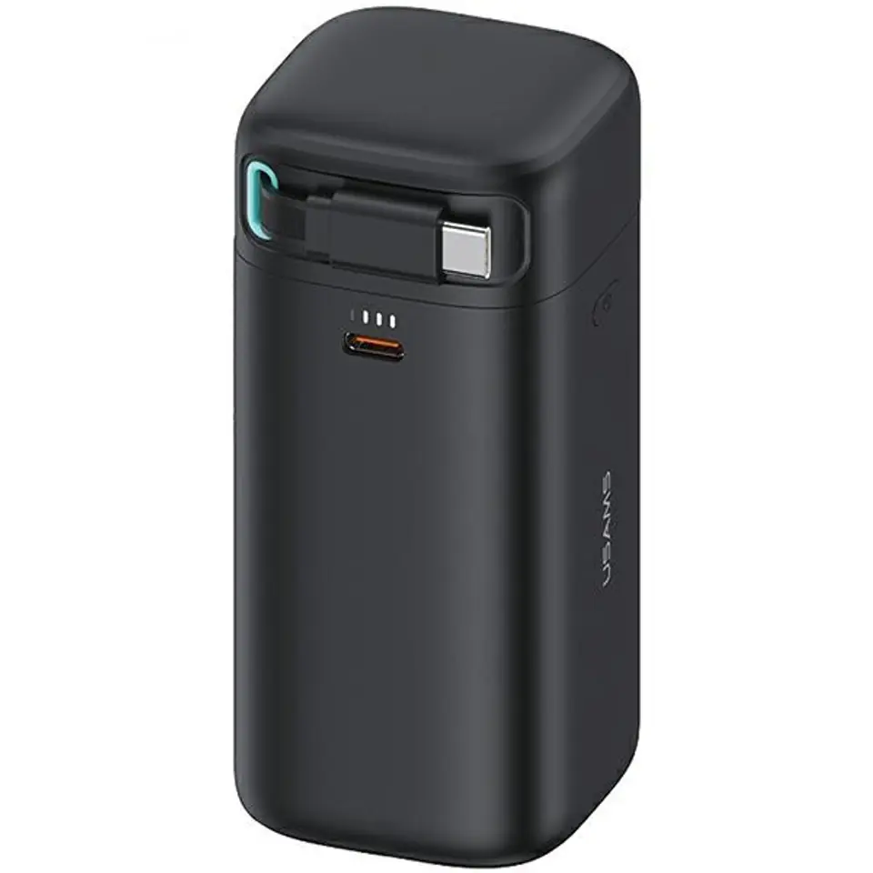 ⁨USAMS Powerbank ze zwijanym kablem USB-C 18000 mAh PD45W Fast Charge XMF Series czarny/black 20KCD21601 (US-CD216)⁩ w sklepie Wasserman.eu