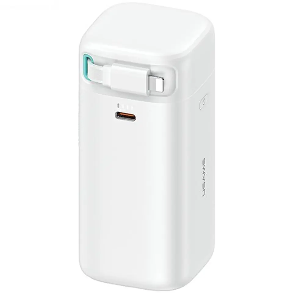 ⁨USAMS Powerbank ze zwijanym kablem Lightning 18000 mAh PD45W Fast Charge XMF Series biały/white 20KCD21702 (US-CD217)⁩ w sklepie Wasserman.eu