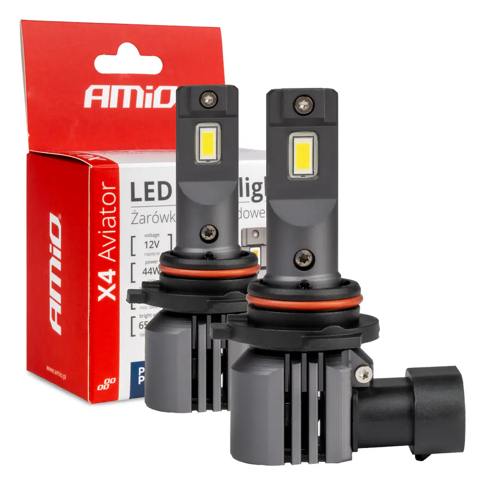 ⁨Żarówki samochodowe led seria x4 aviator hb4 6500k canbus amio-03767⁩ w sklepie Wasserman.eu