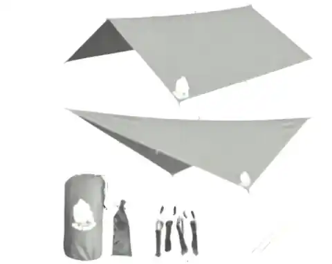 ⁨Plandeka tarp płachta biwakowa namiot na hamak osłona przeciwdeszczowa 300cm szary⁩ w sklepie Wasserman.eu
