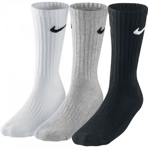 ⁨Skarpety Nike Value Cotton 3pak SX4508 (kolor Biały. Czarny. Szary/Srebrny, rozmiar 34-38)⁩ w sklepie Wasserman.eu
