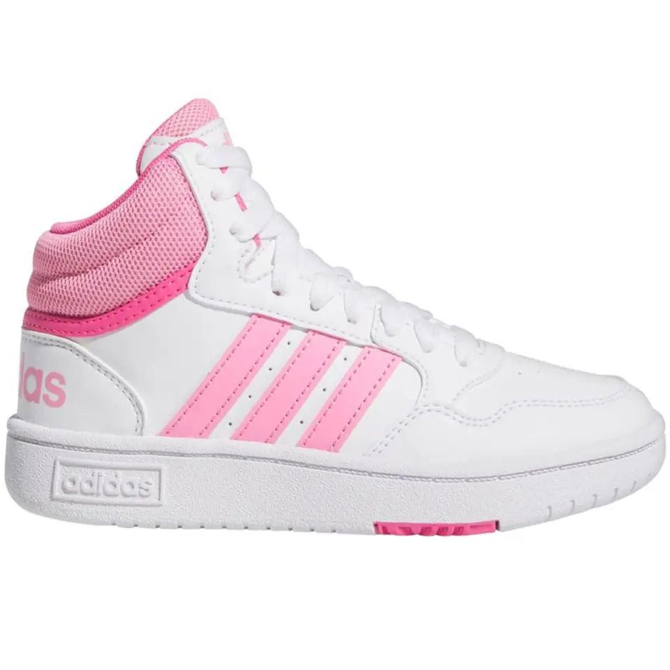 ⁨Buty adidas Hoops 3.0 Mid K Jr (kolor Biały. Różowy, rozmiar 37 1/3)⁩ w sklepie Wasserman.eu