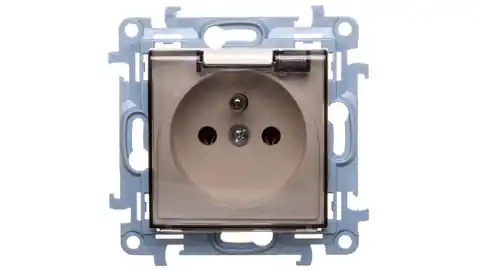 ⁨Simon 10 Single socket with gasket transparent flap cream 16A 250V IP44 CGZ1B.01/41A⁩ at Wasserman.eu
