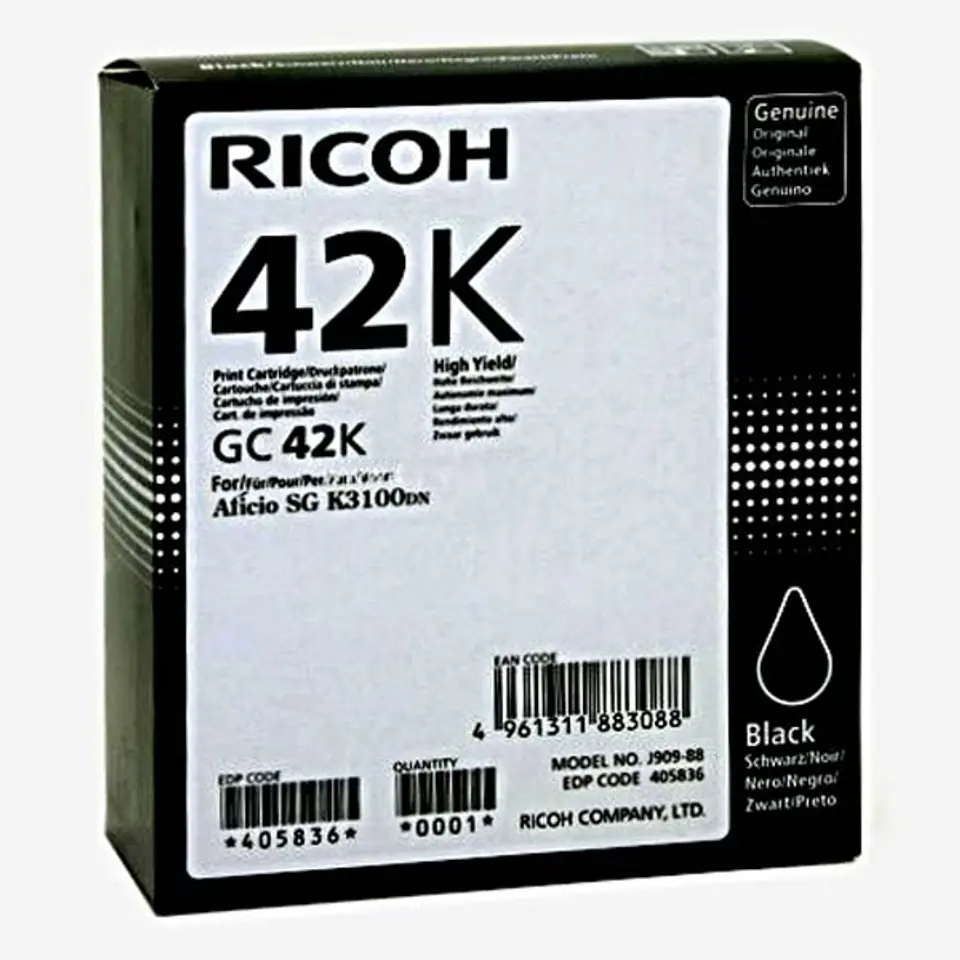 ⁨Ricoh oryginalny wkład żelowy 405836, GC 42K, black, 10000s⁩ w sklepie Wasserman.eu