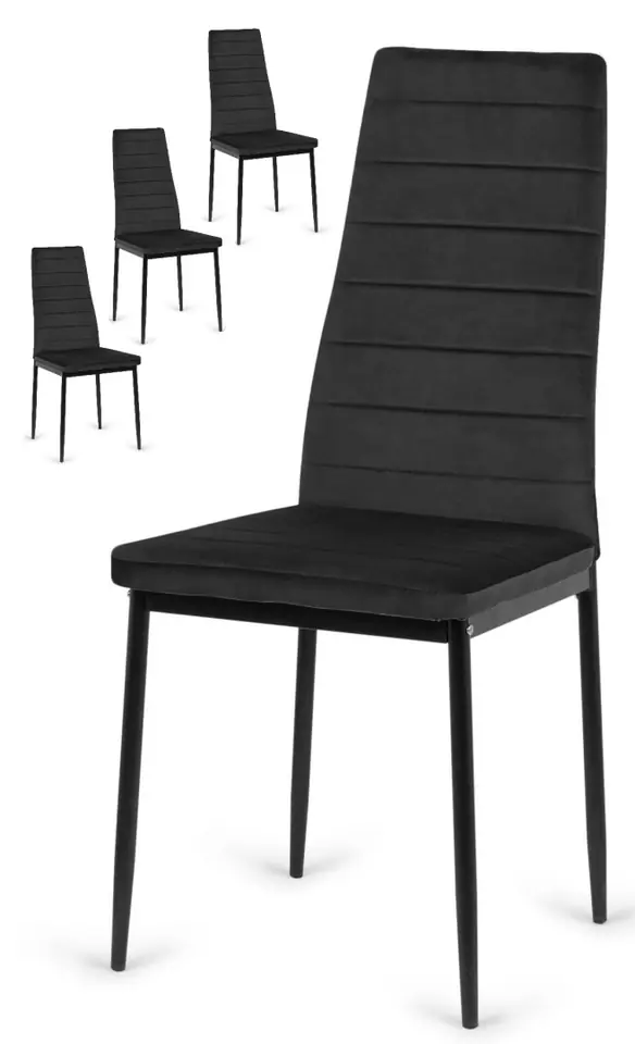 Krzesła tapicerowane zestaw 4 VALVA LINE VELVET BLACK w sklepie Wasserman.eu