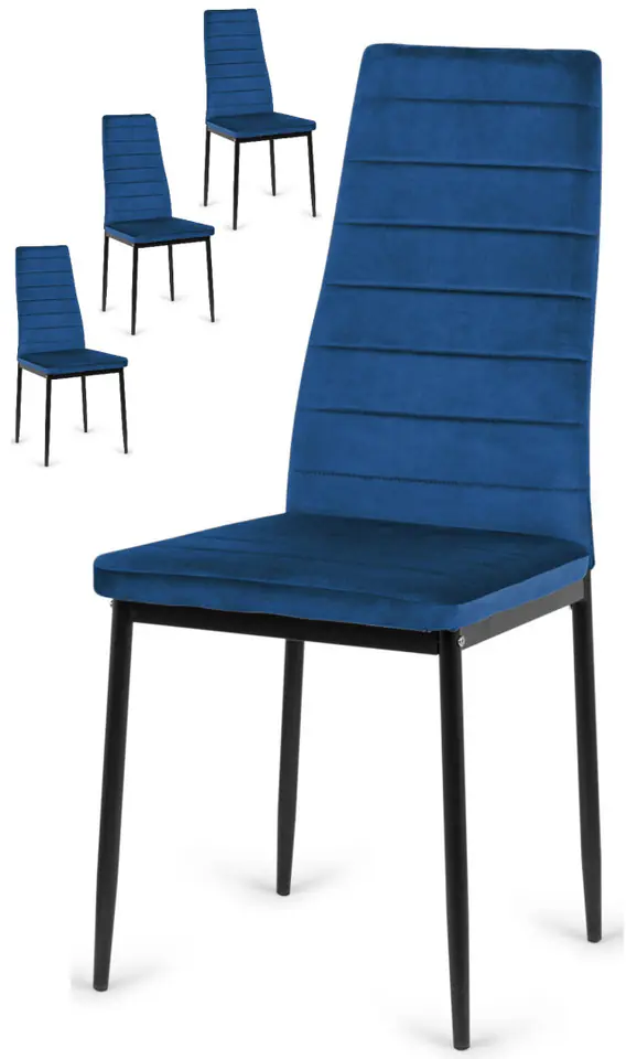 ⁨Krzesła tapicerowane zestaw 4 VALVA LINE VELVET BLUE⁩ w sklepie Wasserman.eu