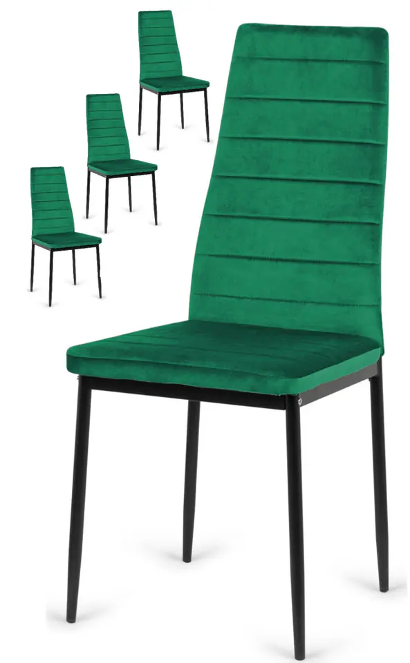 ⁨Krzesła tapicerowane zestaw 4 VALVA LINE VELVET GREEN⁩ w sklepie Wasserman.eu