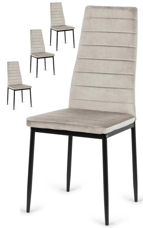 Krzesła tapicerowane zestaw 4 VALVA LINE VELVET GREY w sklepie Wasserman.eu
