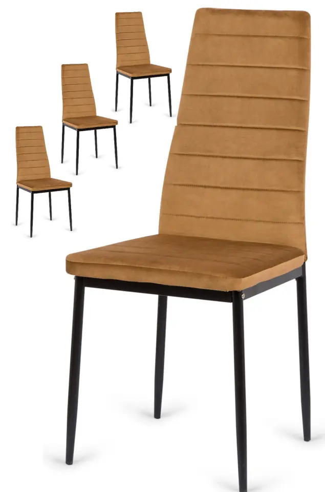 ⁨Krzesła tapicerowane zestaw 4 VALVA LINE VELVET TRUFLE⁩ w sklepie Wasserman.eu