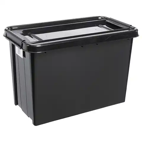 ⁨Pojemnik z pokrywą PlastTeam ProBox Recycle QR 70L czarny⁩ w sklepie Wasserman.eu