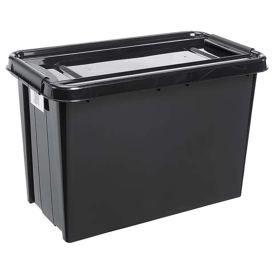 Pojemnik z pokrywą PlastTeam ProBox Recycle QR 70L czarny w sklepie Wasserman.eu