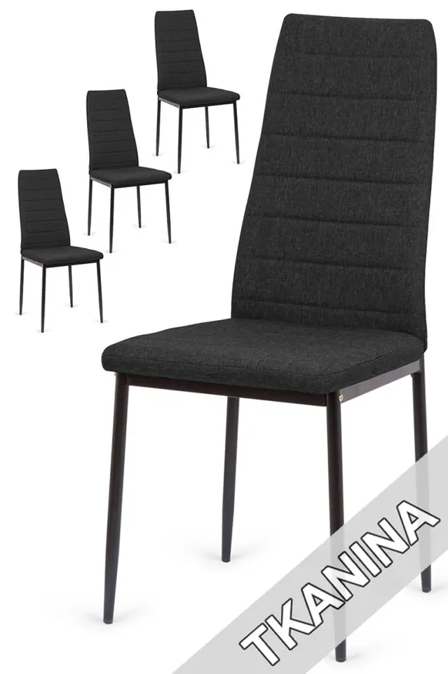 ⁨Krzesła tapicerowane zestaw 4 VALVA LINE FABRIC BLACK⁩ w sklepie Wasserman.eu