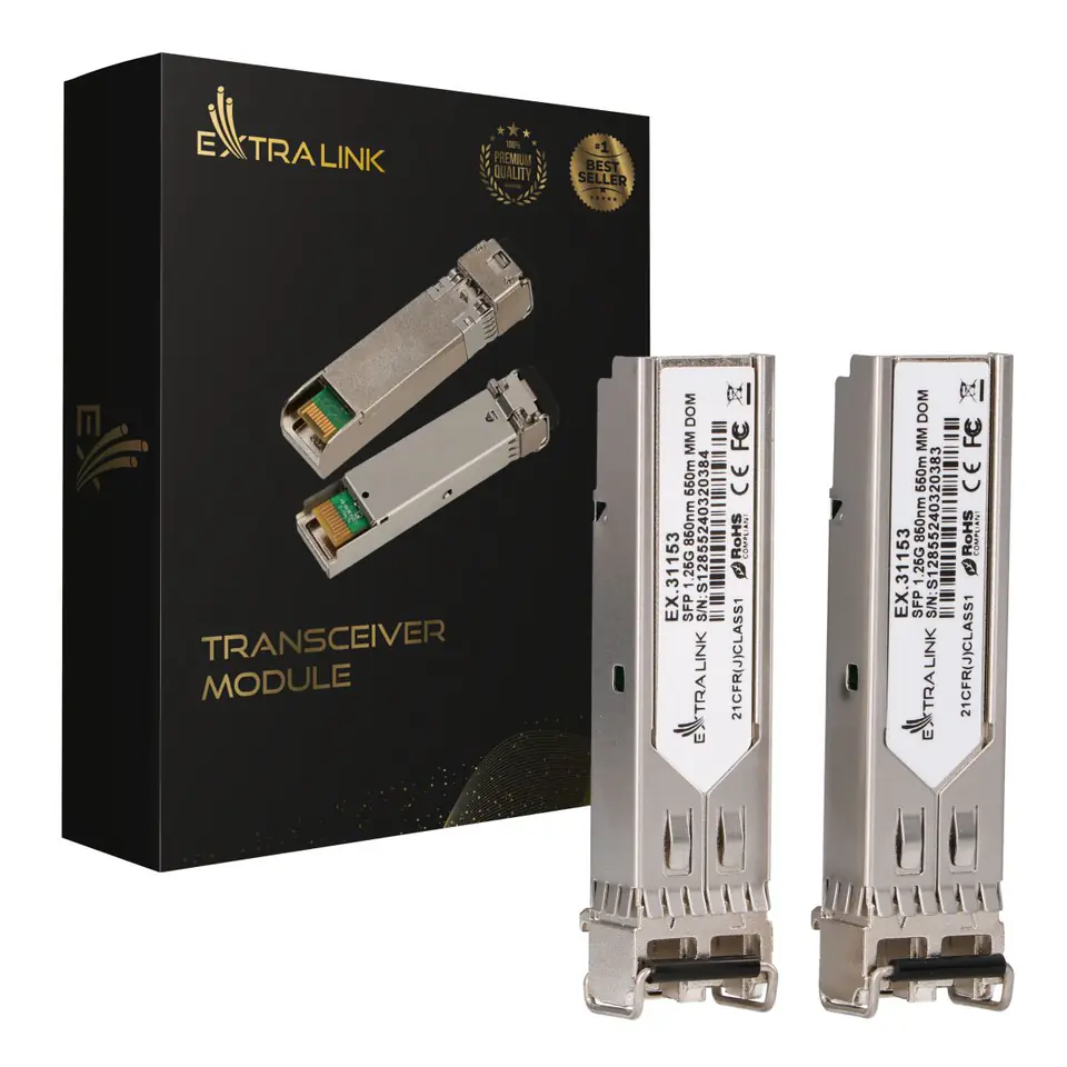 ⁨Module SFP 1.25G 2-pack 1,25Gbps, LC/UPC, 850nm, 550m, multi mode, DOM⁩ at Wasserman.eu