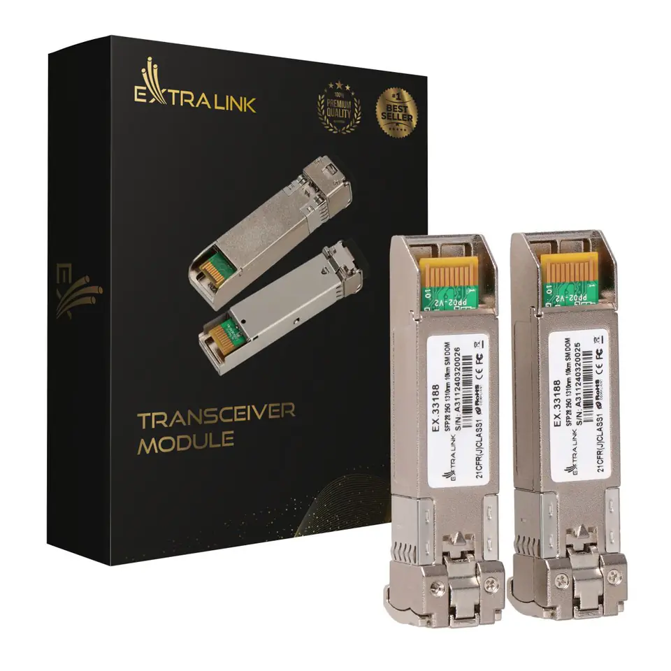 ⁨Extralink SFP28 25G 2-Pack | SFP28 Module | 25Gbps, LC/UPC Duplex, 1310nm, 10km, single mode, DOM⁩ at Wasserman.eu
