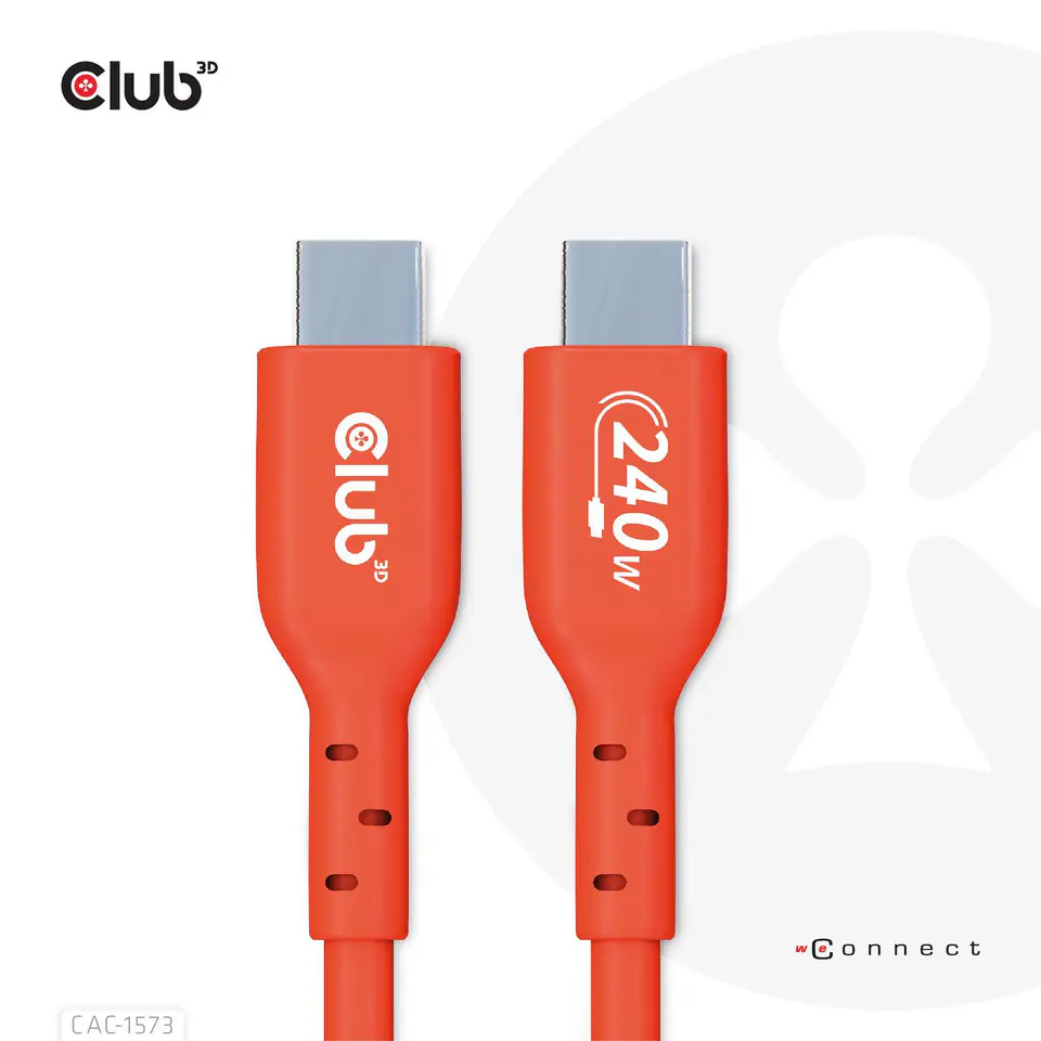 ⁨Club3D CAC-1573 USB2 TYPE-C BI-DIRECTIONAL CABLE, DATA 480MB, PD 240W(48V/5A) EPR M/M 2M/6.56FT⁩ at Wasserman.eu