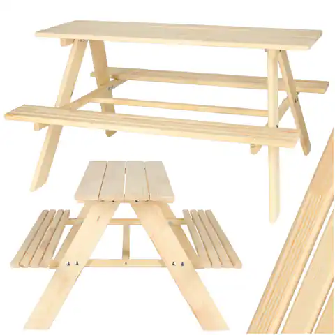 ⁨Ławka ogrodowa stolik dla dzieci drewniany 92 x 78 x 52cm⁩ w sklepie Wasserman.eu