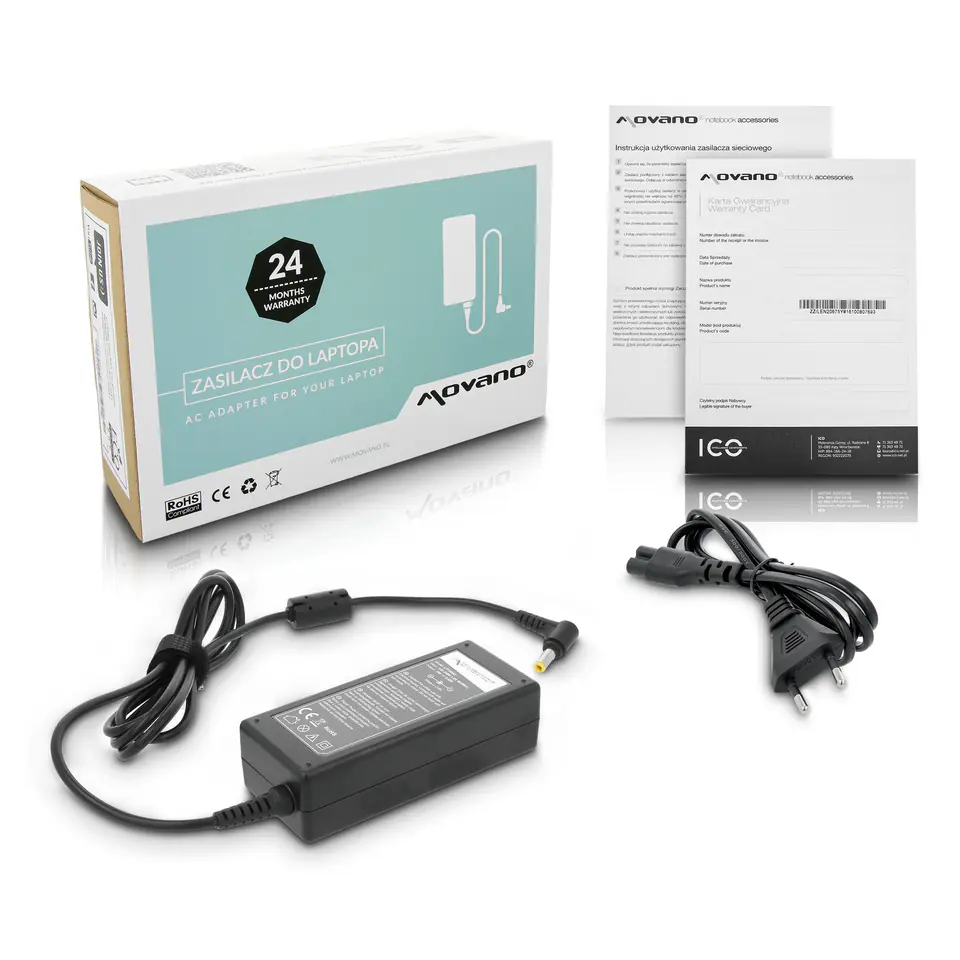 ⁨Zasilacz Movano 19v 3.42a (5.5x2.5) 65W do Asus, Toshiba, Lenovo, MSI, itd⁩ w sklepie Wasserman.eu