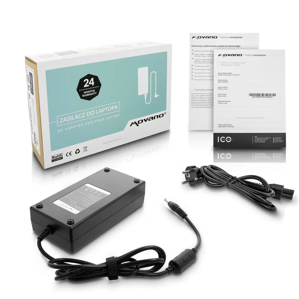 ⁨Zasilacz Movano 19v 7.9a (5.5x2.5) 150W do Asus, MSI, Acer, itd⁩ w sklepie Wasserman.eu