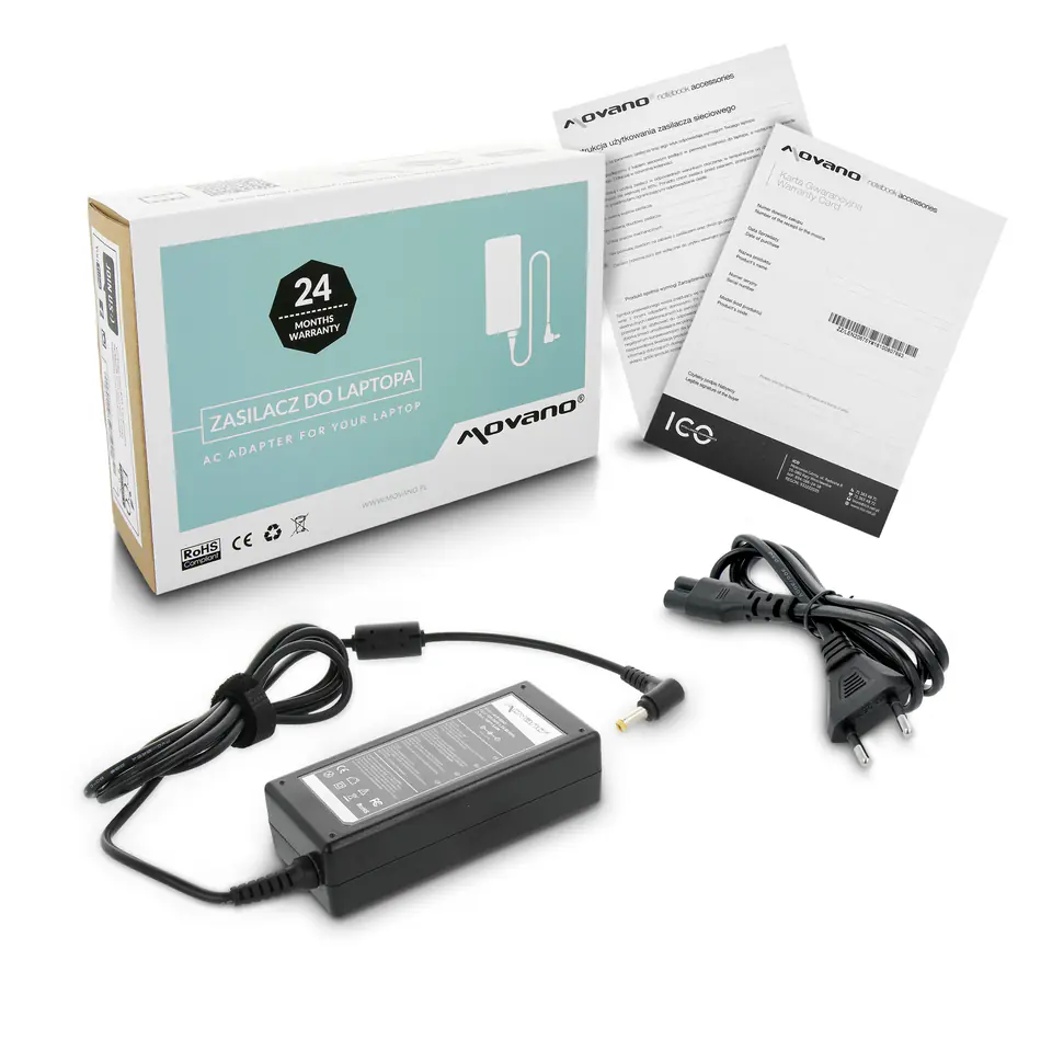 ⁨Zasilacz Movano 19v 3.42a (5.5x1.7) 65W do Acer, Packard Bell⁩ w sklepie Wasserman.eu