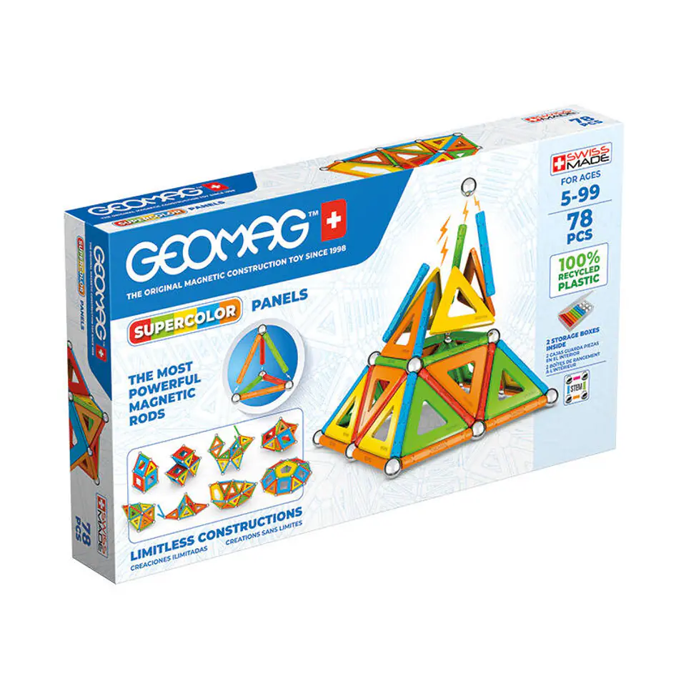 ⁨GEOMAG Supercolor panels Recycled - magnetic blocks 78el. G379⁩ at Wasserman.eu