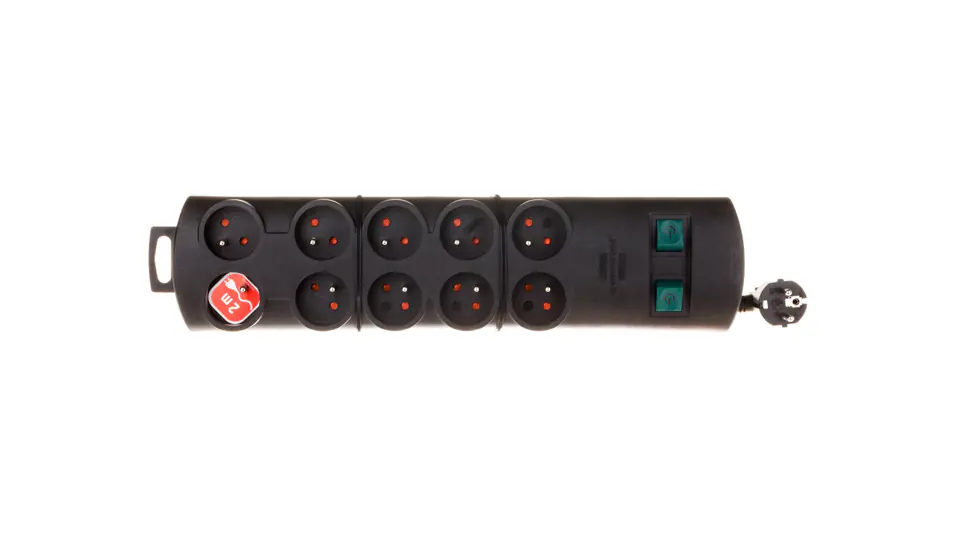 ⁨Primera-Line power strip 2m 10 outlets black H05VV-F 3G1,5 1153304120⁩ at Wasserman.eu