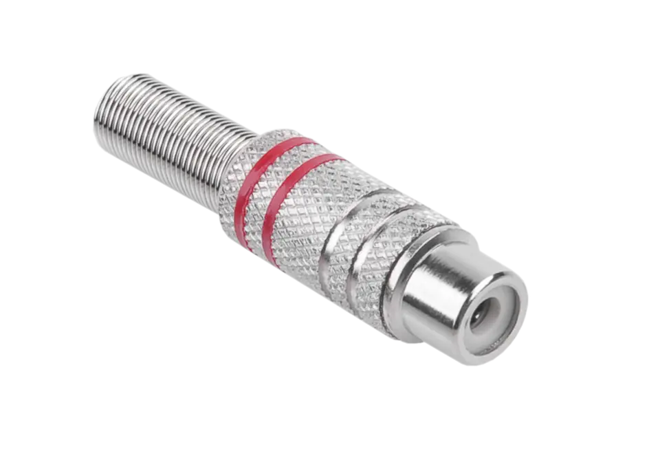 Gniazdo RCA nikiel 2 paski na kabel czerwone w sklepie Wasserman.eu