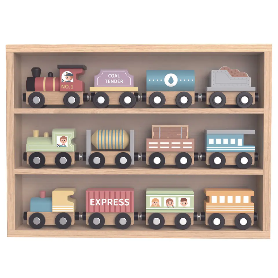 ⁨TOOKY TOY Drewniane Pojazdy Wagoniki na Magnes⁩ w sklepie Wasserman.eu