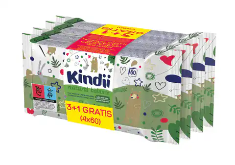 ⁨Kindi Natural Balance Cleansing wipes for babies and children TRIO 1op.-3x60pcs⁩ at Wasserman.eu