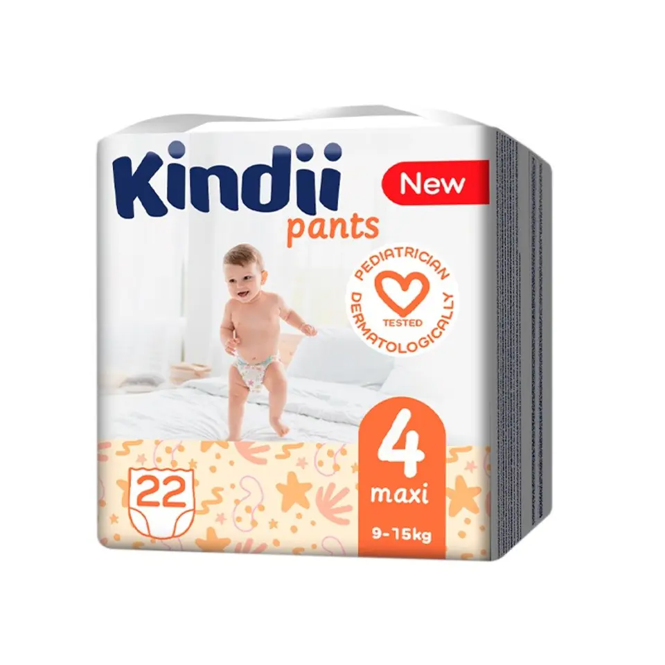 ⁨KINDI Pielucho-majtki maxi rozmiar 4 (9-15 kg) 22 sztuki⁩ w sklepie Wasserman.eu