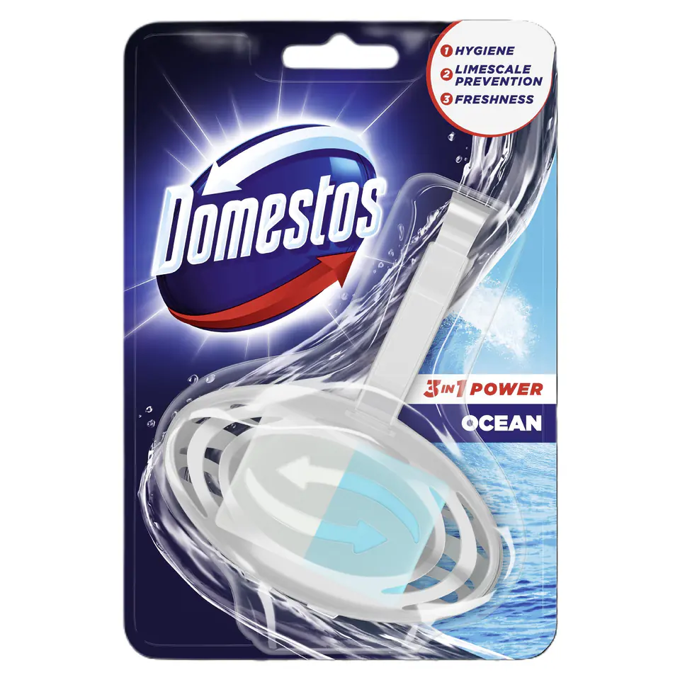 ⁨DOMESTOS Power Ocean Kostka zapachowa do WC z koszykiem 3w1 35 g⁩ w sklepie Wasserman.eu