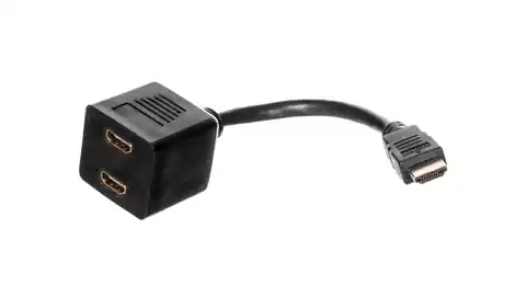 ⁨Kabel rozgałęźniacz HDMI Highspeed 1.3 pasywny Typ HDMI A/2xHDMI A, M/Ż czarny 0,2m AK-330400-002-S⁩ w sklepie Wasserman.eu