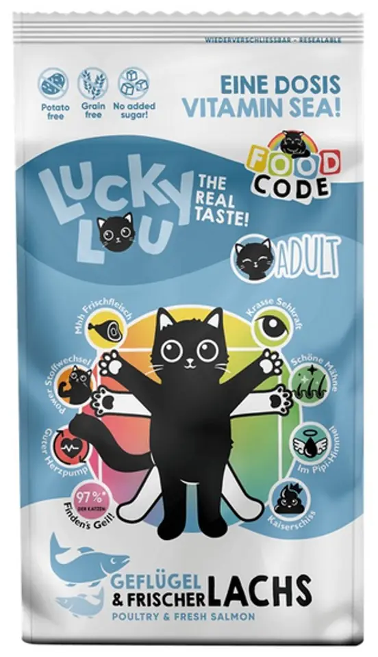 Lucky Lou Food Code Lifestage Adult Drób & Łosoś 340g w sklepie Wasserman.eu