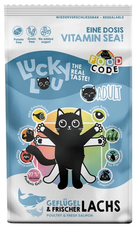 ⁨Lucky Lou Food Code Lifestage Adult Drób & Łosoś 1,7kg⁩ w sklepie Wasserman.eu