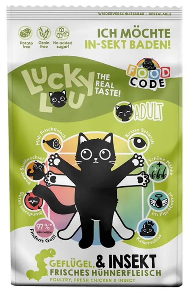 ⁨Lucky Lou Food Code Lifestage Adult Drób & Owady 750g⁩ w sklepie Wasserman.eu