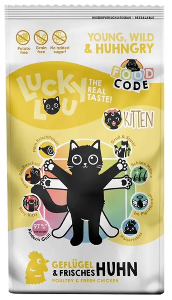 ⁨Lucky Lou Food Code Lifestage Kitten Drób & Kurczak 340g⁩ w sklepie Wasserman.eu